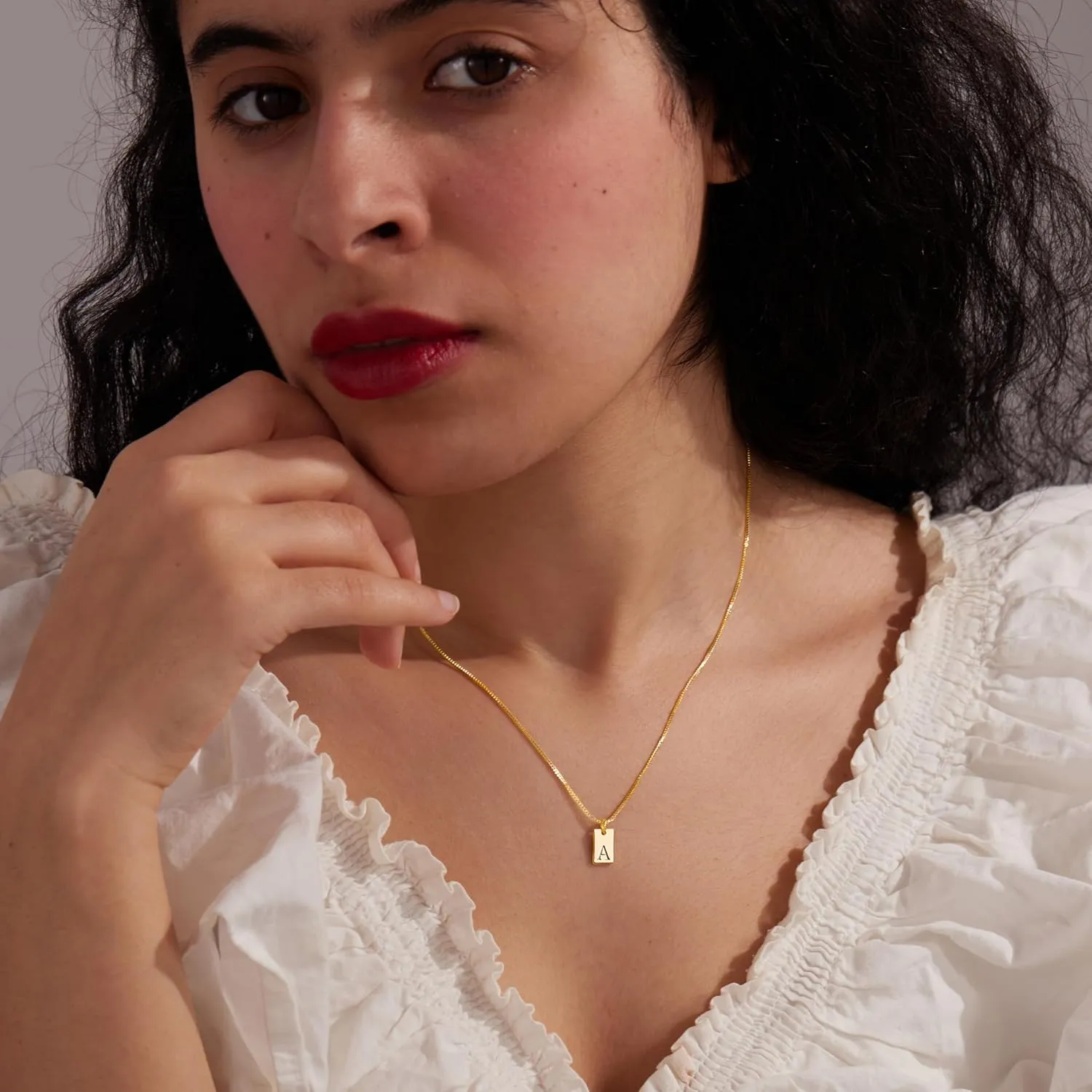 Gold Initial Necklaces for Women Non Tarnish, 14K Gold Plated Dainty Square Letter Pendant Charm Necklace Waterproof A-Z Trendy Thin Chain Name Personalized Jewelry Gifts