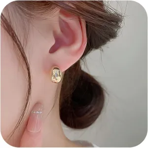 Gold Oval Stud Earrings for Women Trendy Minimalist Oval Post Studs Hypoallergenic Nickel Free Gold Waterdrop Earrings Prom Wedding Party Ear Jewelry Accessories