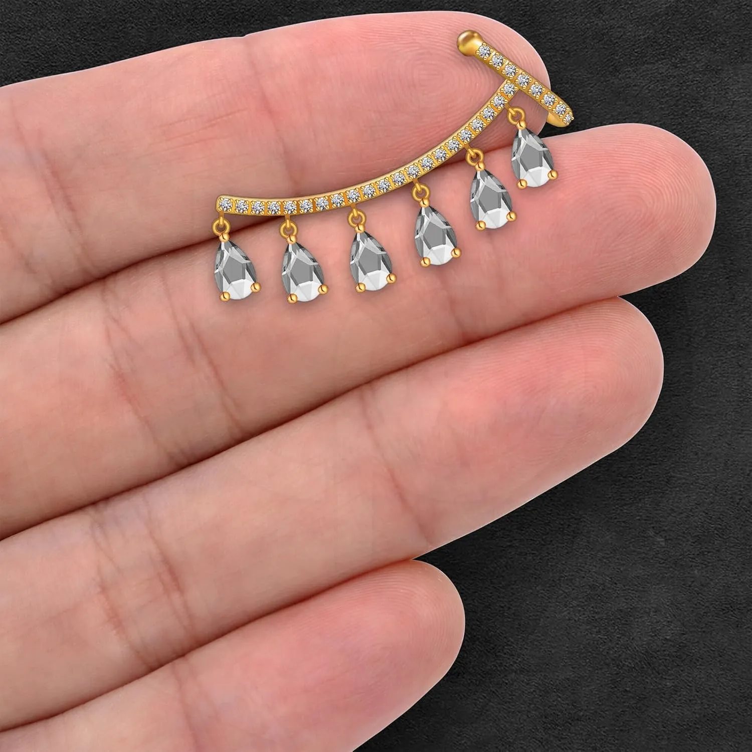 Gold Plated Ear Cuff Ear Crawler with Clear CZ, Conch Clip, Minimalist Hoop, Ear Jewelry, Non Pierced Wrap, Fake Piercing Cuff
