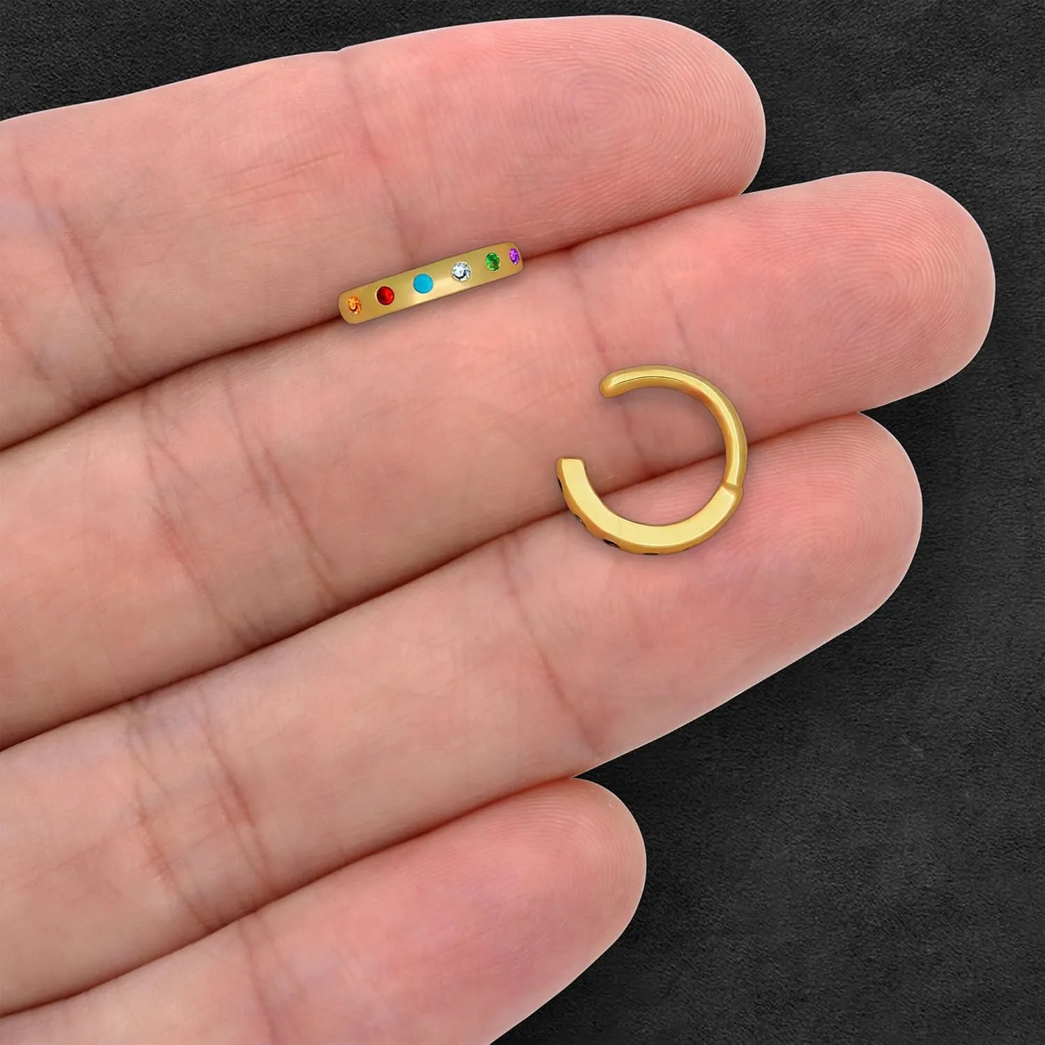 Gold Plated Ear Cuff with Rainbow Zirconia, Cartilage Cuff, Conch Jacket, Non Pierced Hoop, Faux Piercing Jewelry, Ear Wrap