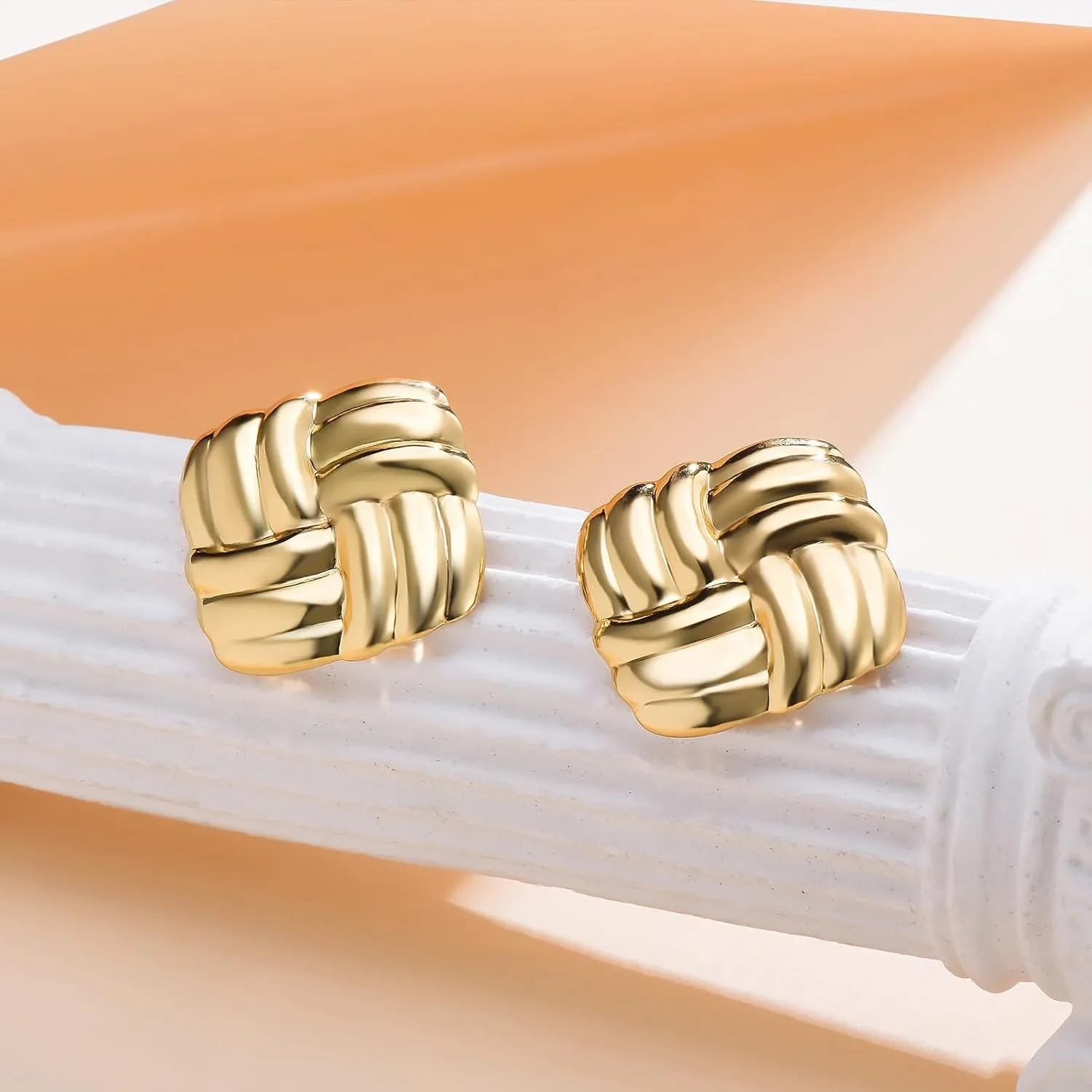 Gold Stainless Steel Earrings for Women Trendy Large Gold Stud Hypoallergenic