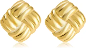 Gold Stainless Steel Earrings for Women Trendy Large Gold Stud Hypoallergenic