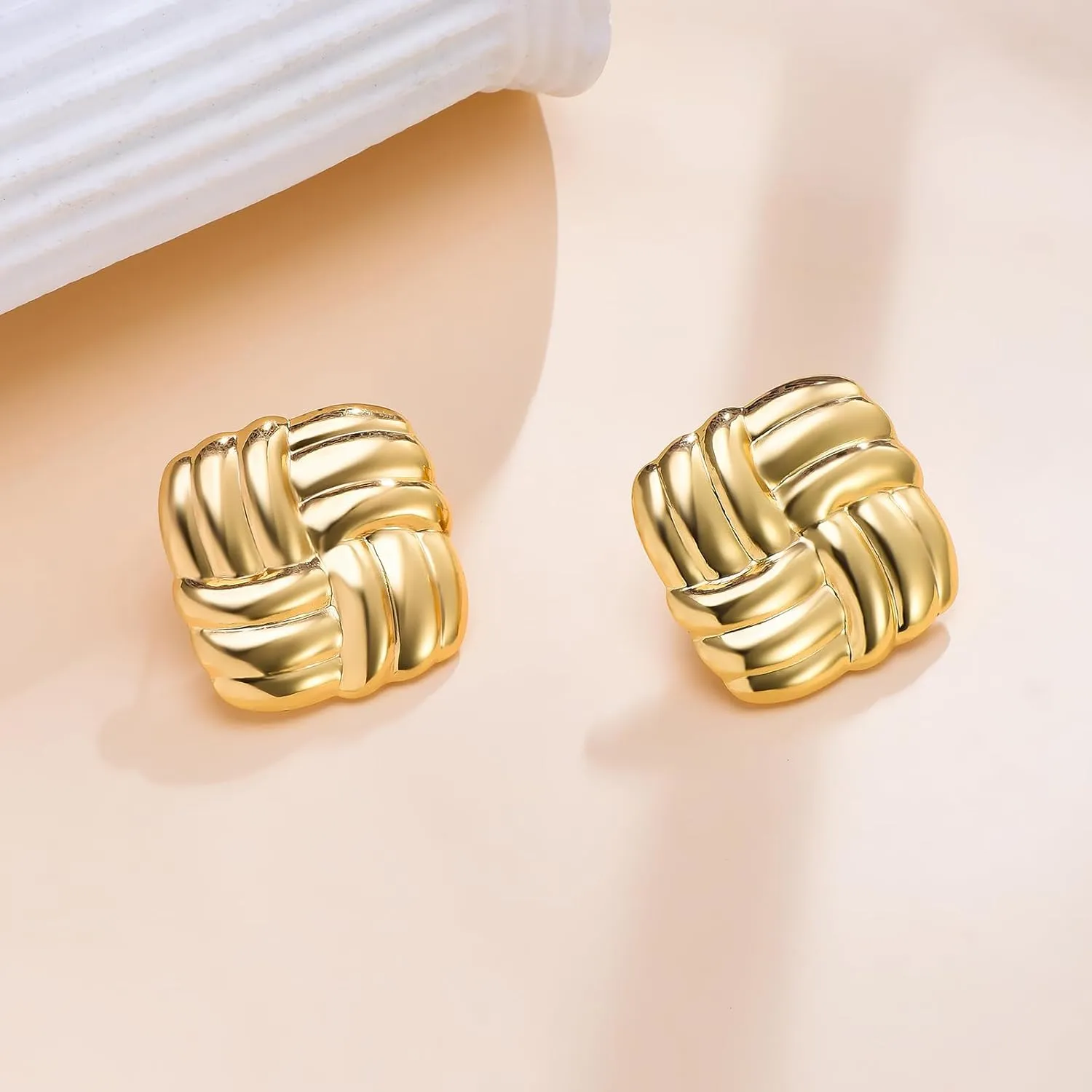 Gold Stainless Steel Earrings for Women Trendy Large Gold Stud Hypoallergenic