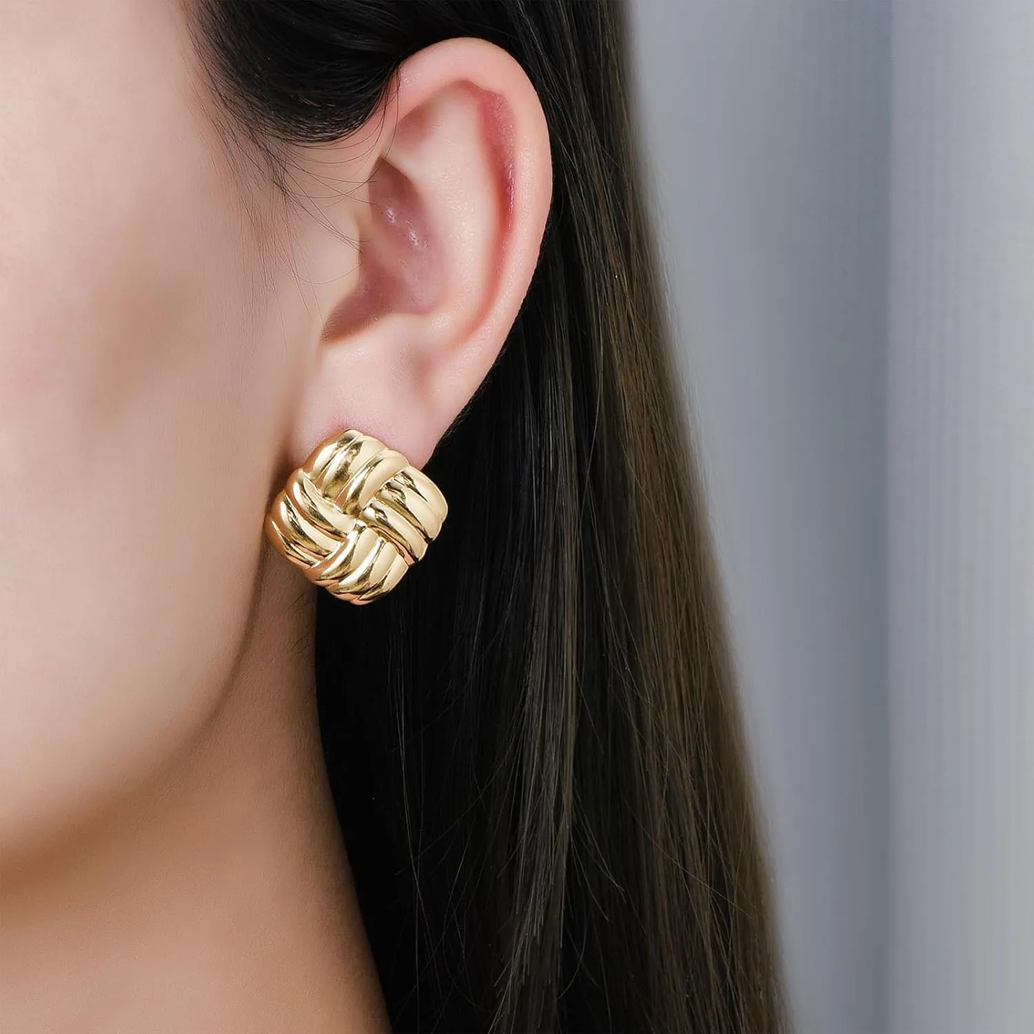 Gold Stainless Steel Earrings for Women Trendy Large Gold Stud Hypoallergenic