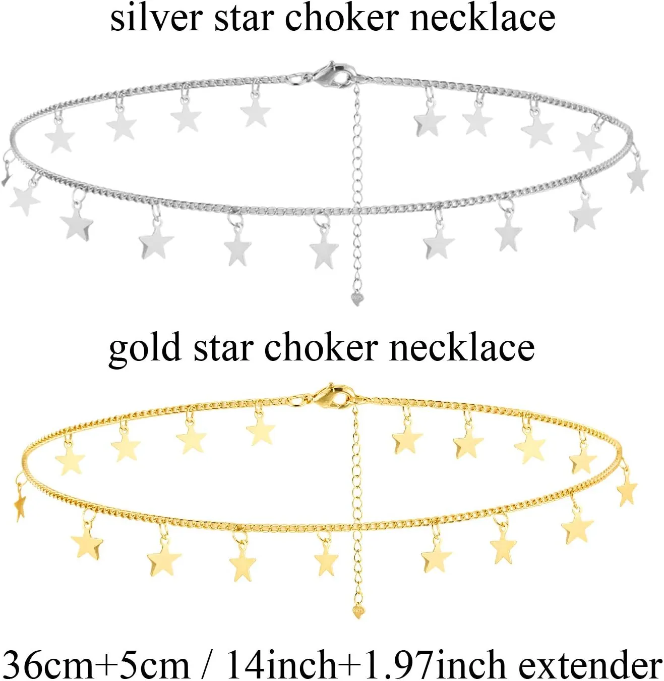 Gold Star Choker Necklace Silver Star Necklace for Women Dainty Choker Necklace Silver Gold Choker Necklaces