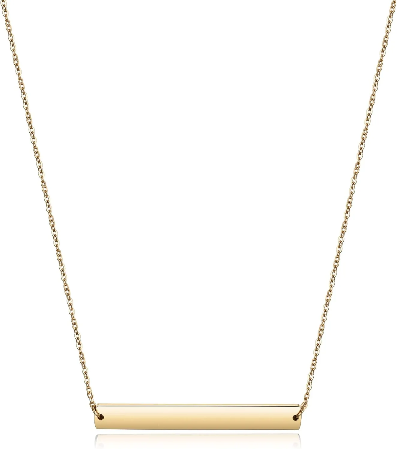 Gold Vertical/Horizontal Bar Necklace Stainless Steel Do not fade Gold Plated blank Bar Necklace Layered Necklace for Women Adjustable Chain Sounenir Adult Jewelry