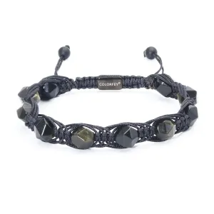 Golden Obsidian Beaded Bracelets for Men Women- COLORFEY Handmade Obsidian Gemstone Bracelet Mens Rope Bracelet Unique Faceted Bead Set, Natural Protection Crystals Bracelet Energy Gifts for Teens Son