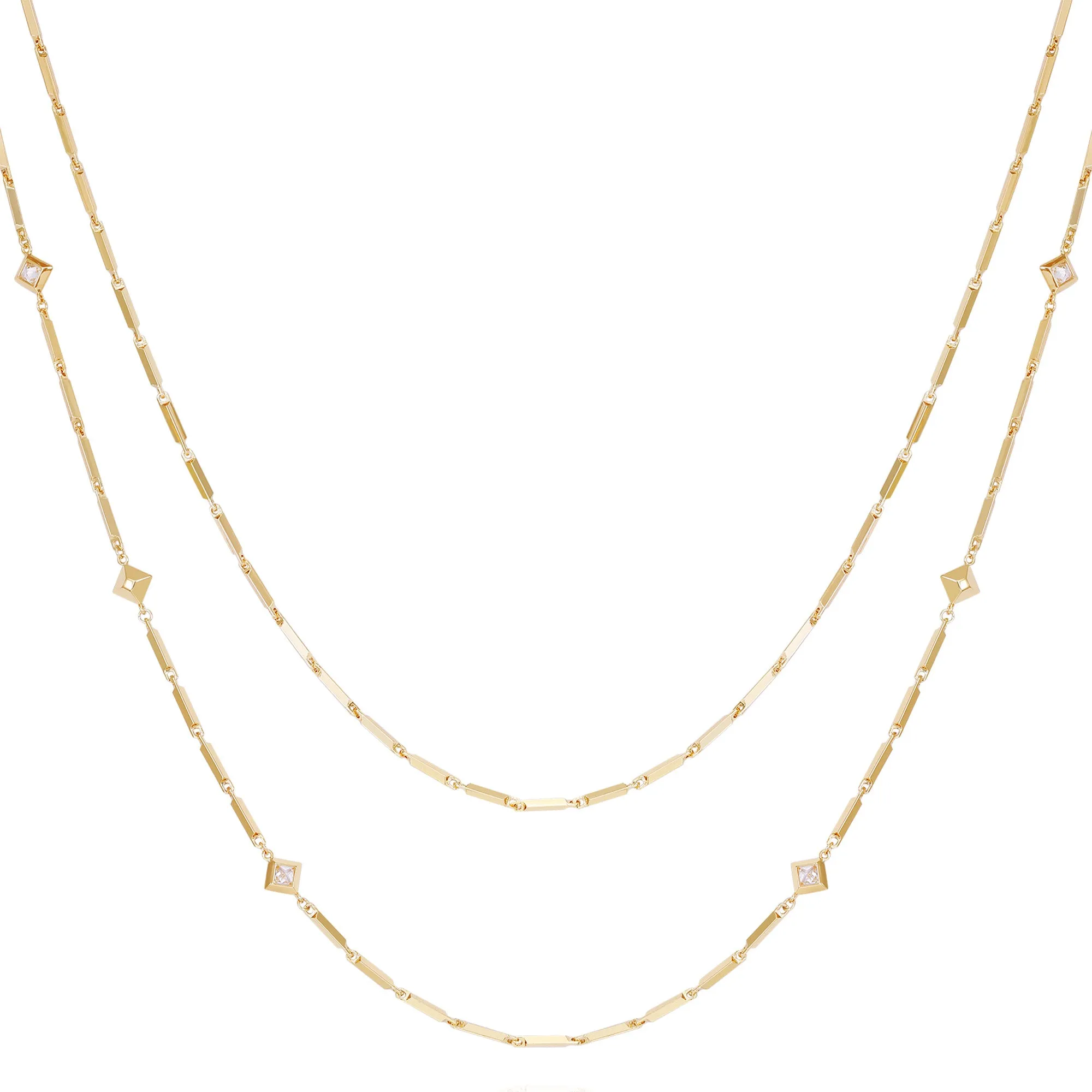 Goldtone Long Layered Necklace