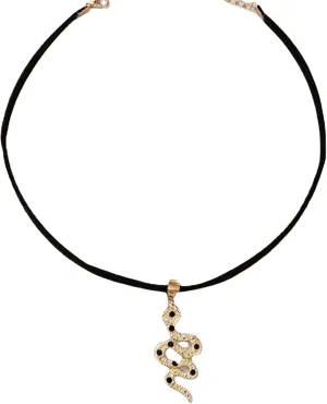 Gothic Snake Necklace Vintage Velvet Choker Punk Style Crystal Rhinestone Gold and Silver Snake Pendant Necklace Short Black Velvet Necklace Elastic Ribbon Necklace Festive Costume Jewelry for Women