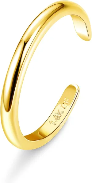 HAIAISO 14K Gold Filled Toe Rings Adjustable Toe Ring for Women Thin Toe Rings Minimalist Open Band Toe Ring Summer Beach Foot Jewelry