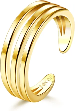 HAIAISO 14K Gold Filled Toe Rings Adjustable Toe Ring for Women Thin Toe Rings Minimalist Open Band Toe Ring Summer Beach Foot Jewelry