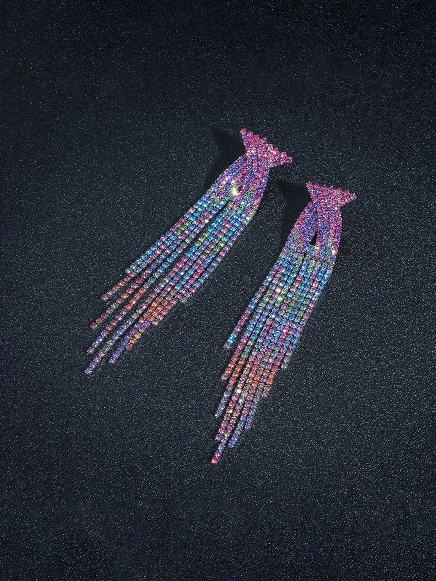 Half-round Rhinestone Tassel Earrings