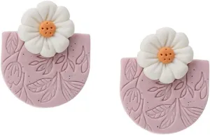 Handmade Polymer Clay Rattan Flower Earrings Geometric Bohemian Love Flower Geometric Earrings Lightweight Exquisite Jewelry Gifts Suitable for Female-D