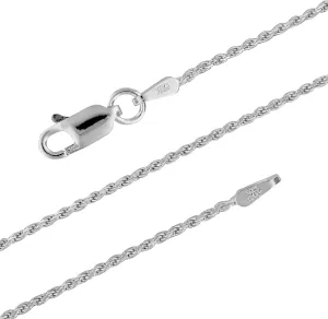 Hawaiian Silver Jewelry Sterling Silver Necklace  1.1mm Diamond-Cut Rope Chain Necklace  Premium Italian Made Silver Jewelry  Elegant Silver Necklace for Women