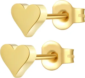 Heart-Shaped Flat Back Stud Earrings for Women, Minimalist Gold Flatback Earrings, Trendy Small Heart Earrings for Casual and Everyday Wear, Stylish Flat Back Earrings for Women