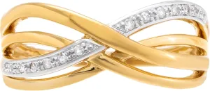 Hidden Gems Jewelry Sterling Silver 14K Gold Plated White Diamonds Highway Ring| Statement Rings for Women | Gold Rings for Women | Diamond Rings for Women
