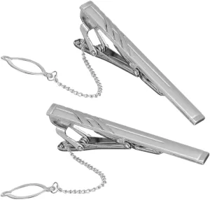 Homoyoyo Easy to Attach Tie Clips for Men Silver Lapel Pins Business Tie Tacks for Formal Occasions