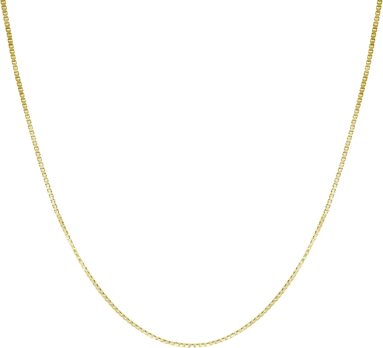 Honolulu Jewelry Company 14K Solid Gold 0.7mm Box Chain Necklace, 16" - 30"