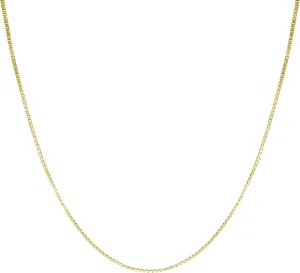Honolulu Jewelry Company 14K Solid Gold 0.7mm Box Chain Necklace, 16" - 30"