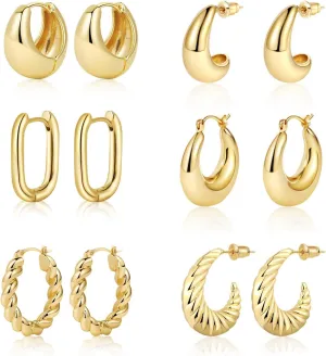 Hoop Earrings for Women Dainty Hypoallergenic Small Huggie Earrings Sparkling Diamond Stud Earrings Chunky Dangle Earrings Set Jewelry for Gift