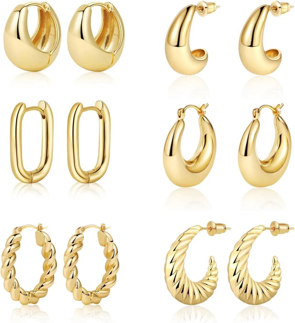Hoop Earrings for Women Dainty Hypoallergenic Small Huggie Earrings Sparkling Diamond Stud Earrings Chunky Dangle Earrings Set Jewelry for Gift