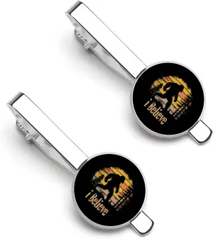I Believe Bigfoot Tie Clip Tack Pins Cufflinks Necktie Bar Pinch Business Wedding Clothing Accessories for Men Women