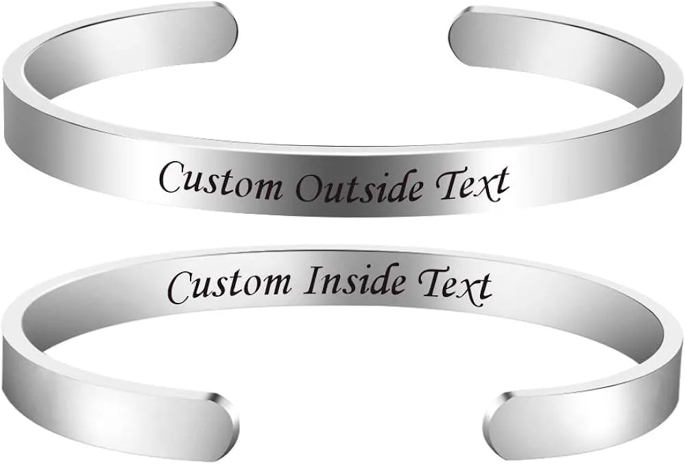 I Love You 3000 Inspirational Bracelets Custom Bracelet for Women Men Cuff Bangle Personalized Friendship Mantra Stainless Steel Engraved Motivational Jewelry