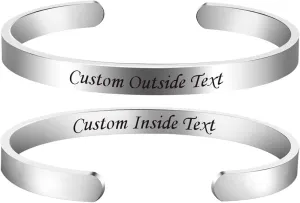 I Love You 3000 Inspirational Bracelets Custom Bracelet for Women Men Cuff Bangle Personalized Friendship Mantra Stainless Steel Engraved Motivational Jewelry