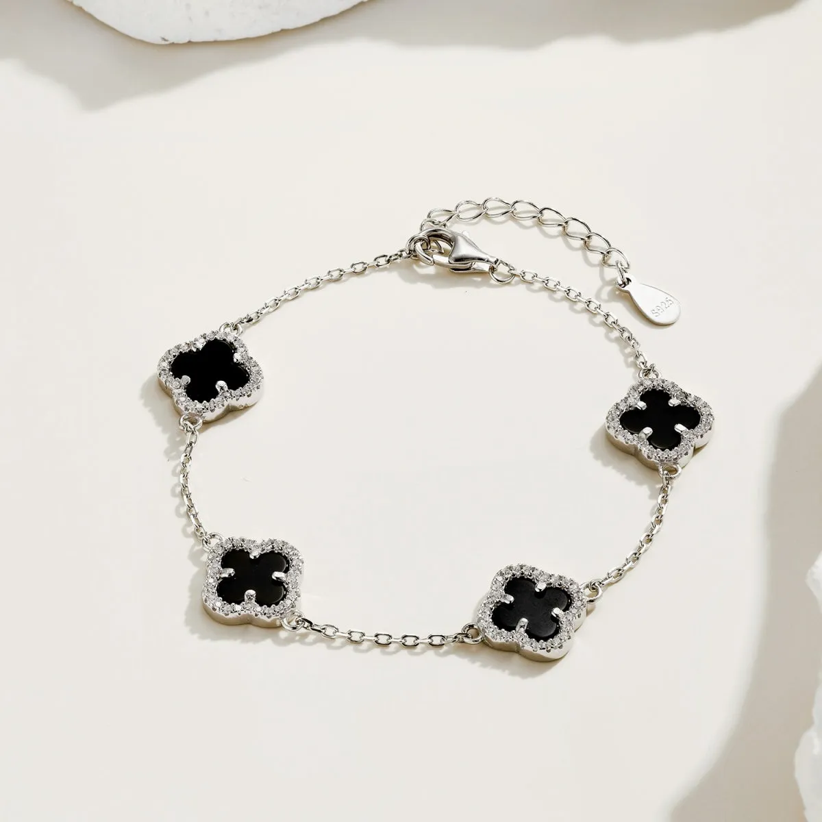 Iced Flora Black Clover Bracelet