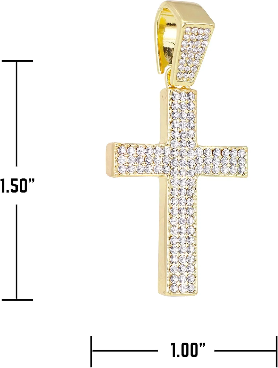 Iced Out Religion Pendant with 20 inch Tennis Chain or 20 inch Rope Chain - 14k Gold or Silver Tone Bling Pendant - Praying Hand, Cross, Angel, Blessed, or Last Supper