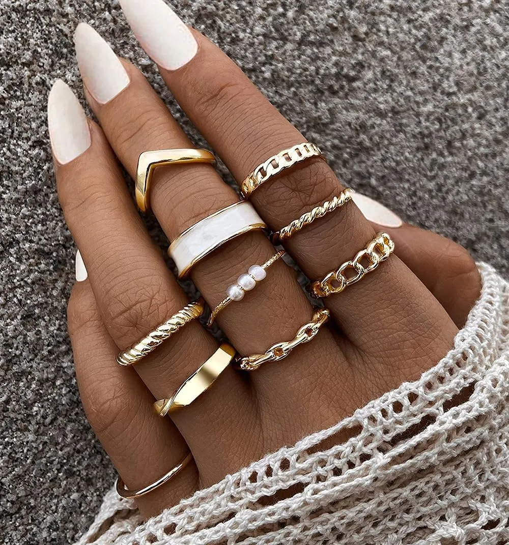 iF YOU 30 Pcs Gold Knuckle Rings Set for Women, Vintage Stackable Cute Finger Midi Rings, Fashion Simple Silver Rings Pack Jewelry for Women Gift
