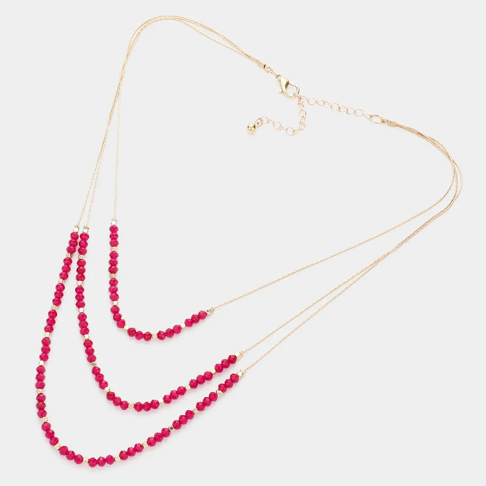 iLLASPARKZ Faceted Beaded Triple Layered Bib Necklace