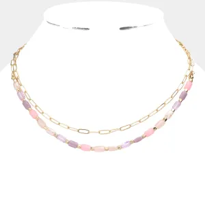iLLASPARKZ Faceted Rectangle Beaded Double Layered Necklace