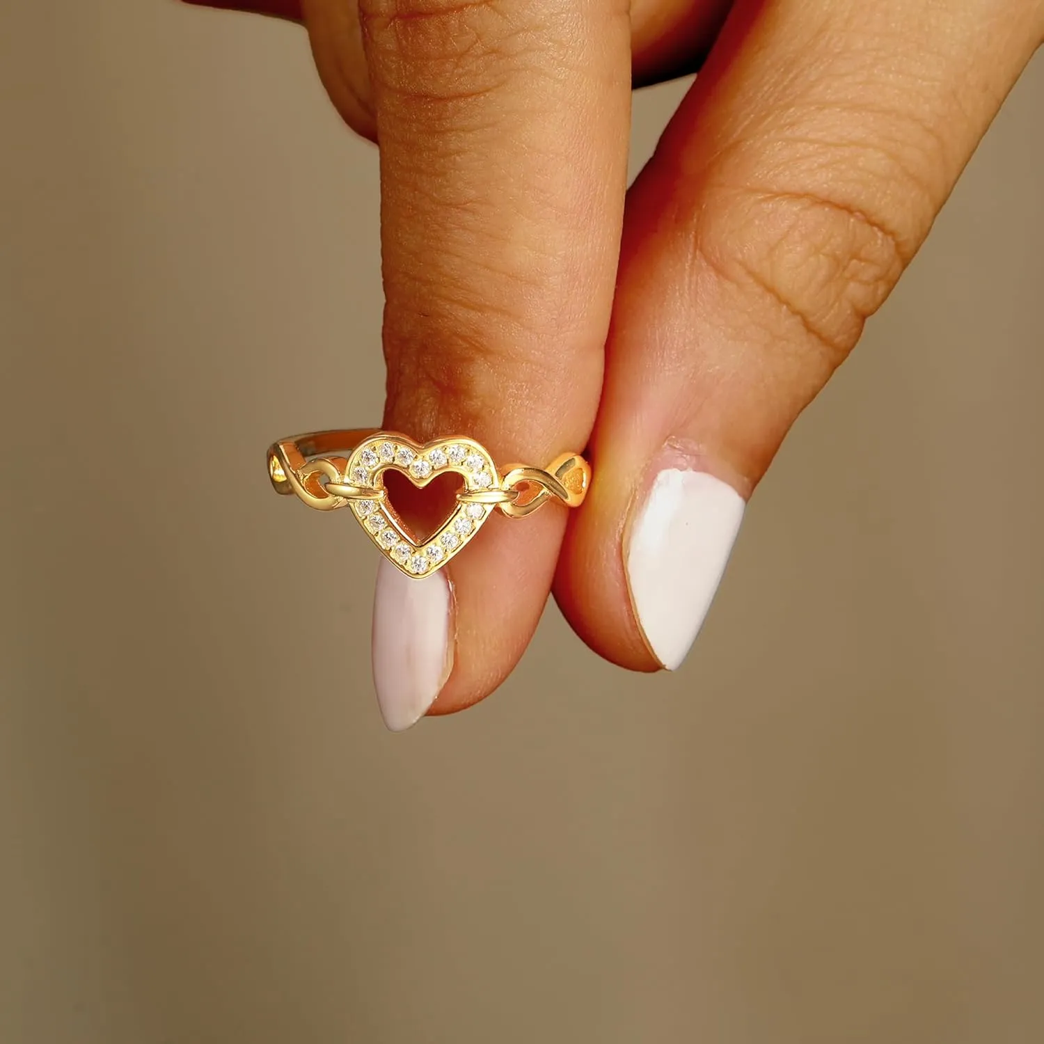 Infinite Heart 925 Sterling Silver Ring for Women Dainty Love Heart Cubic Zirconia Eternity Promise Ring Cute Friendship Daughter Ring Jewelry Birthday Christmas Graduation Gifts for Her