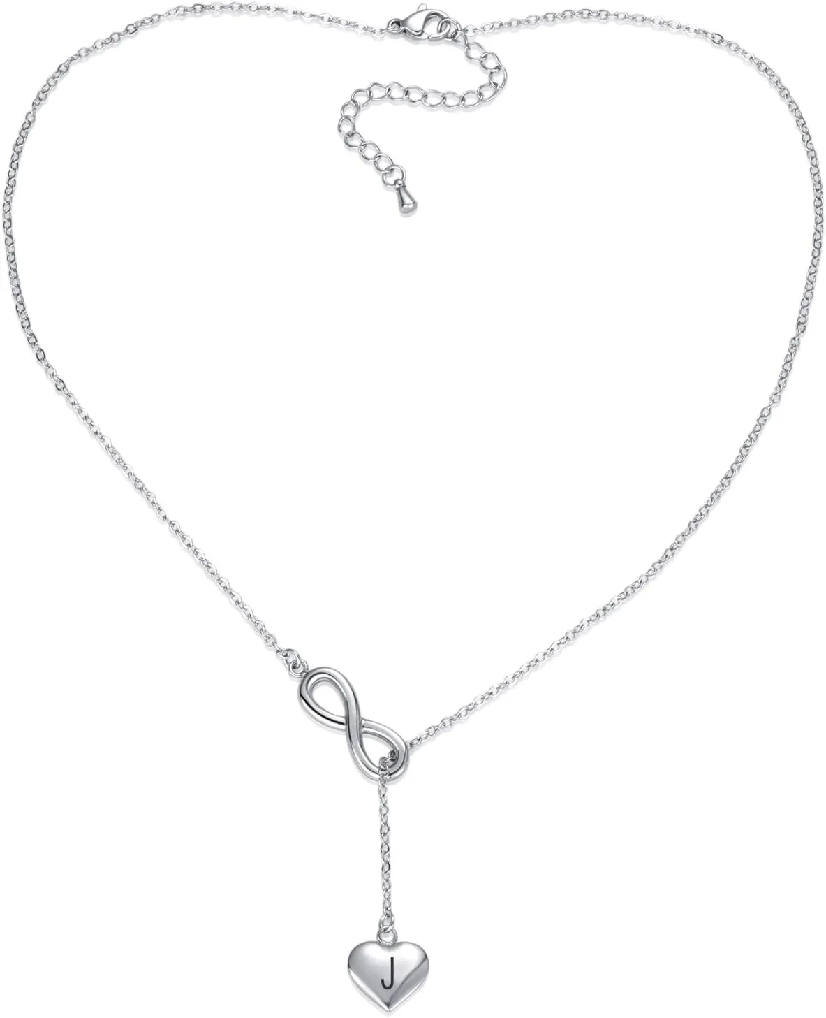 Infinity Symbol Heart Intial A-Z Letter Necklace for Women Choker Necklaces Stainless Steel Jewelry