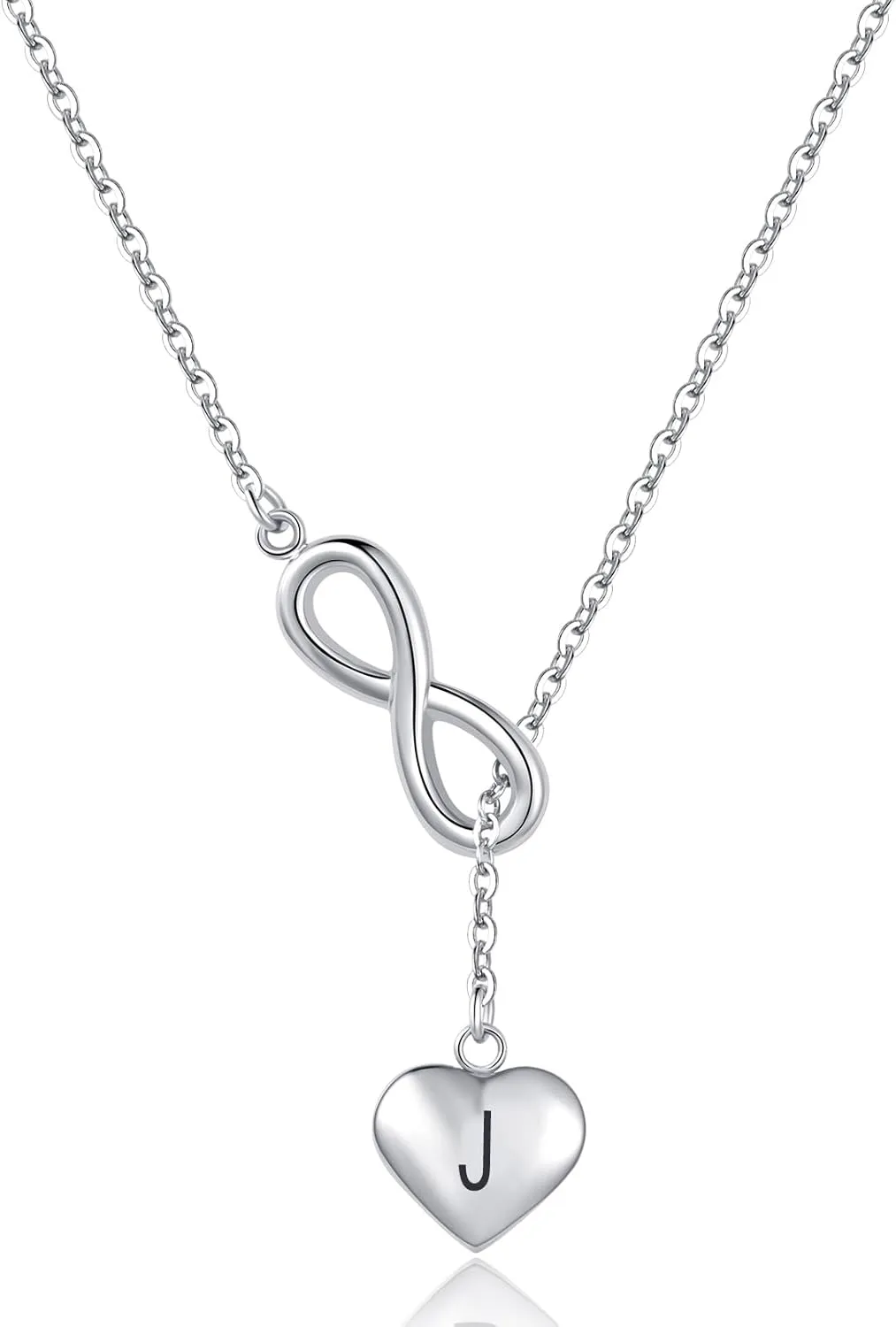 Infinity Symbol Heart Intial A-Z Letter Necklace for Women Choker Necklaces Stainless Steel Jewelry