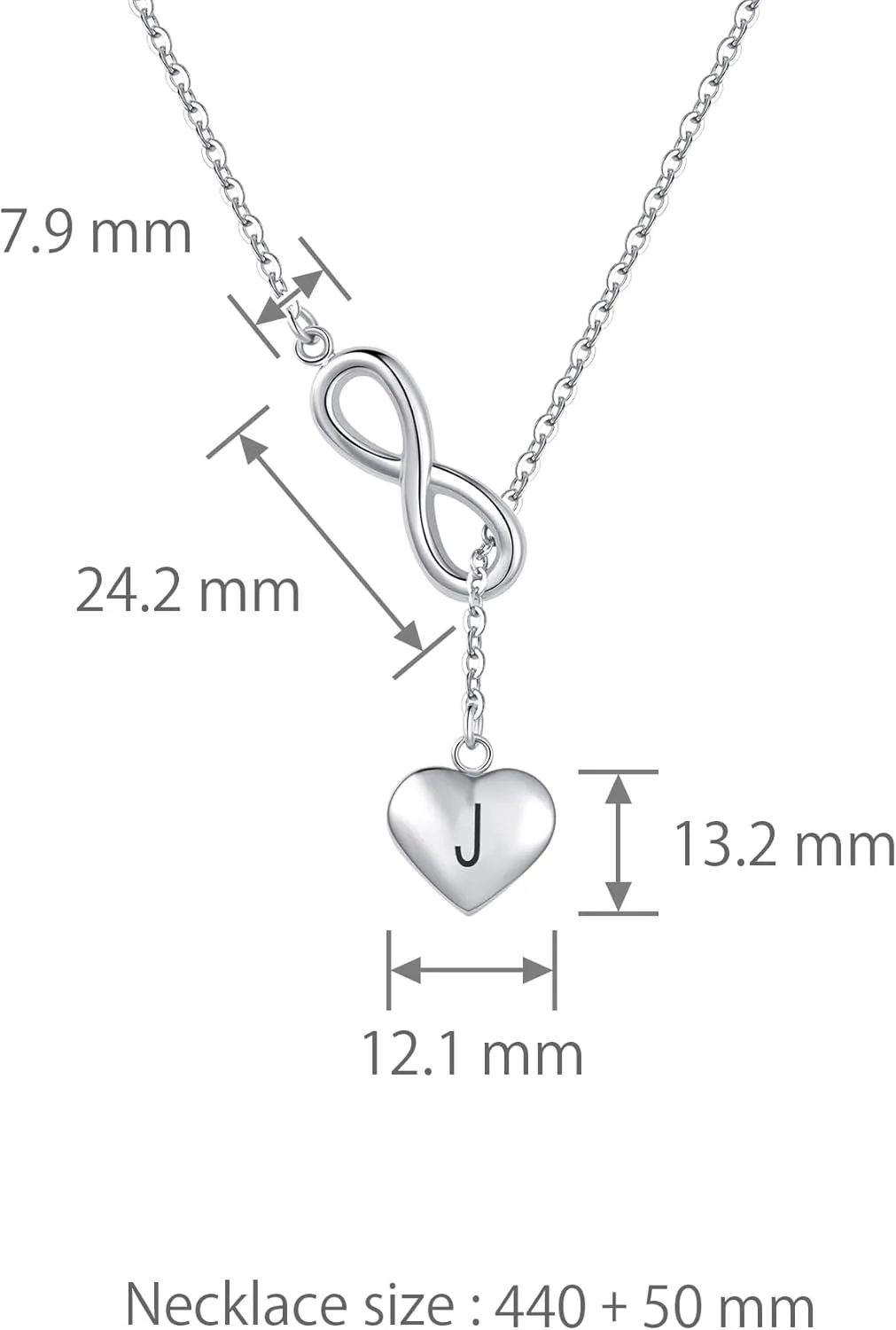 Infinity Symbol Heart Intial A-Z Letter Necklace for Women Choker Necklaces Stainless Steel Jewelry