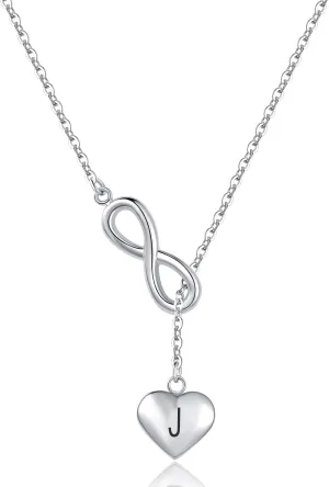 Infinity Symbol Heart Intial A-Z Letter Necklace for Women Choker Necklaces Stainless Steel Jewelry