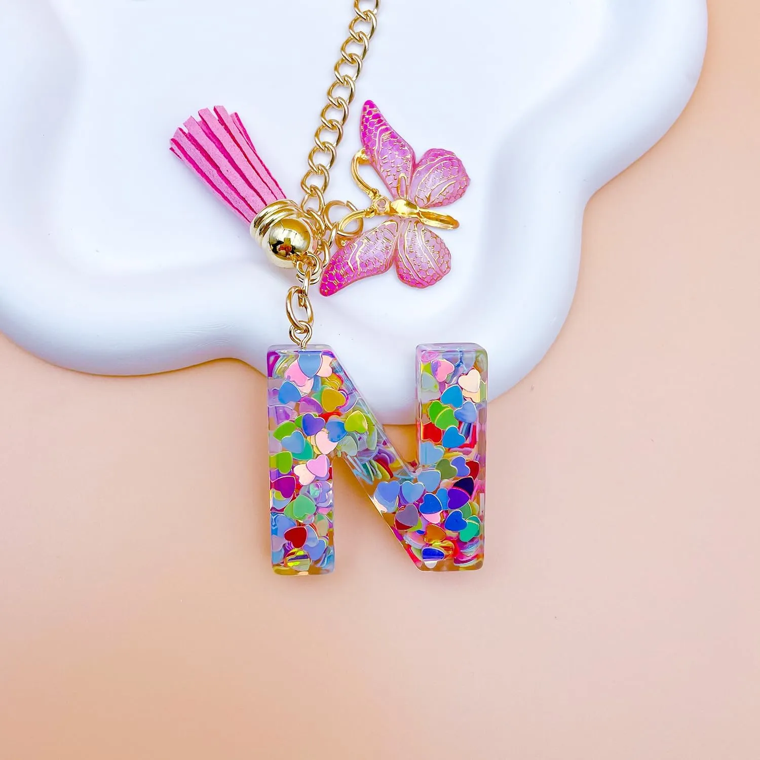Initial Keychain Letter Charms For Purse Cup Phone Bogg Bag Charms Key Chains Women Cute Gifts For Women Mom Friend