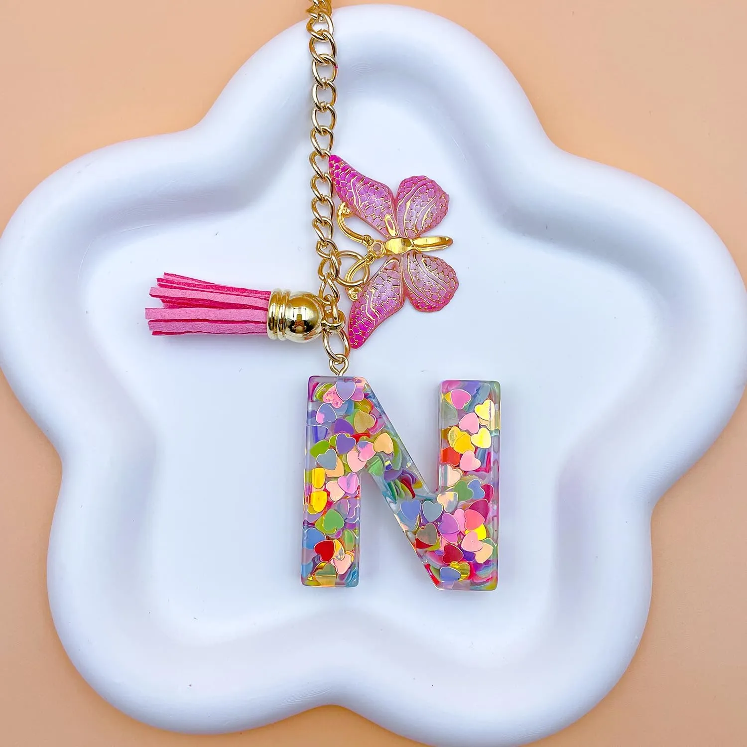 Initial Keychain Letter Charms For Purse Cup Phone Bogg Bag Charms Key Chains Women Cute Gifts For Women Mom Friend