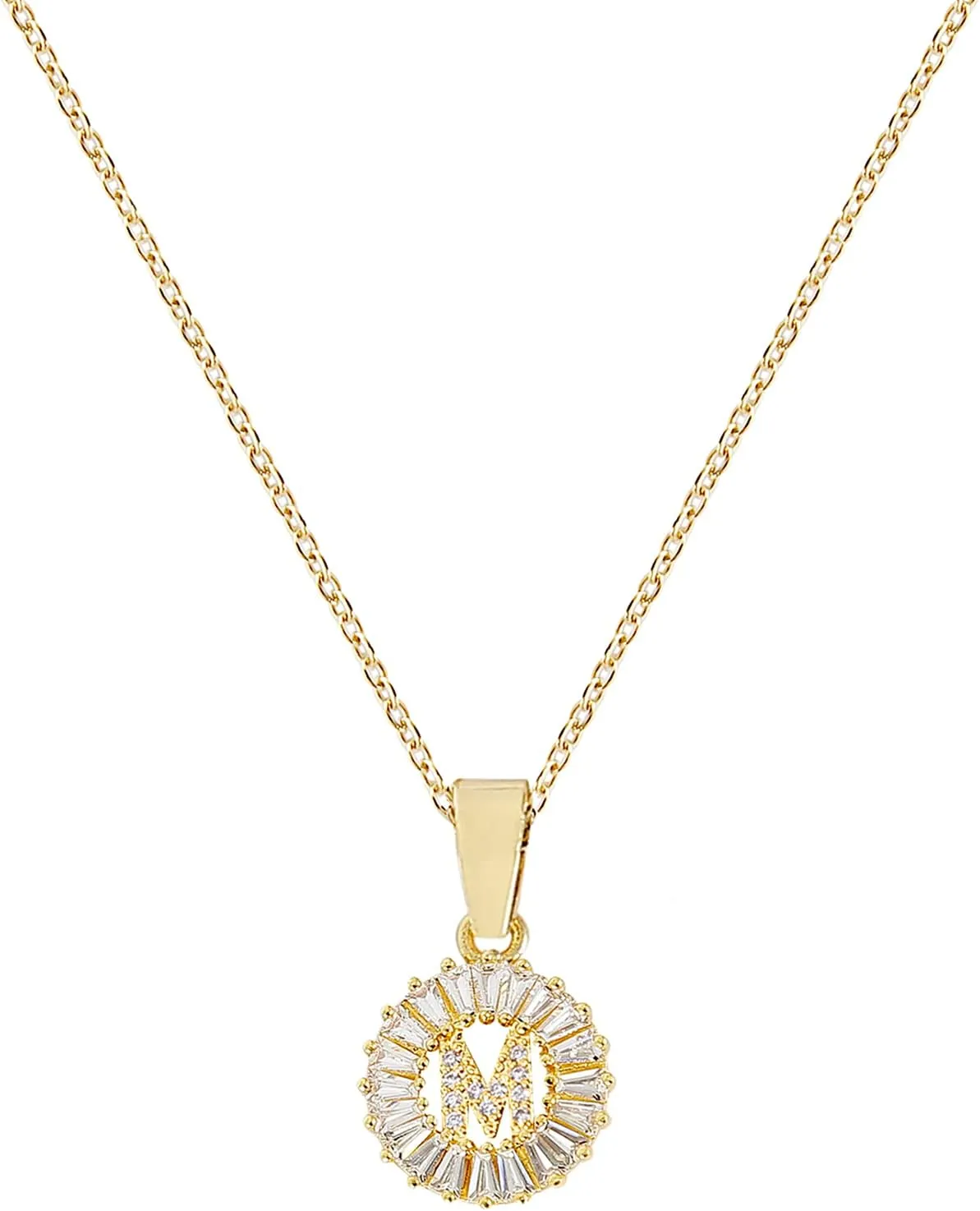 Initial Necklaces for Women - 14K Gold Plated Letter Layered Personalized Round Zirconia Jewelry - Valentines Day Gifts