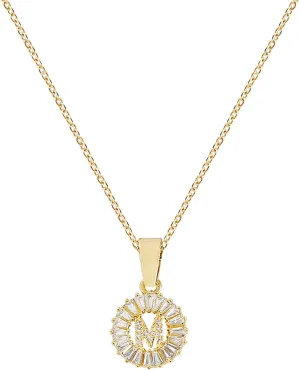 Initial Necklaces for Women - 14K Gold Plated Letter Layered Personalized Round Zirconia Jewelry - Valentines Day Gifts