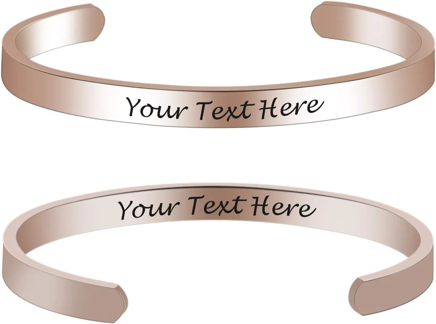 Inspirational Bracelets Custom Rose Gold Bracelet for Women Personalized Positive Message Engraved Friends Bracelets Custom Rose Gold Bracelet Encouragement Friendship Cuff Bangle