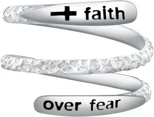 Inspirational Hammered Rings for Women - 925 Sterling Silver Hammered Rings Adjustable Cross Smooth Texture Personalized Thumb Ring Jewelry Gift