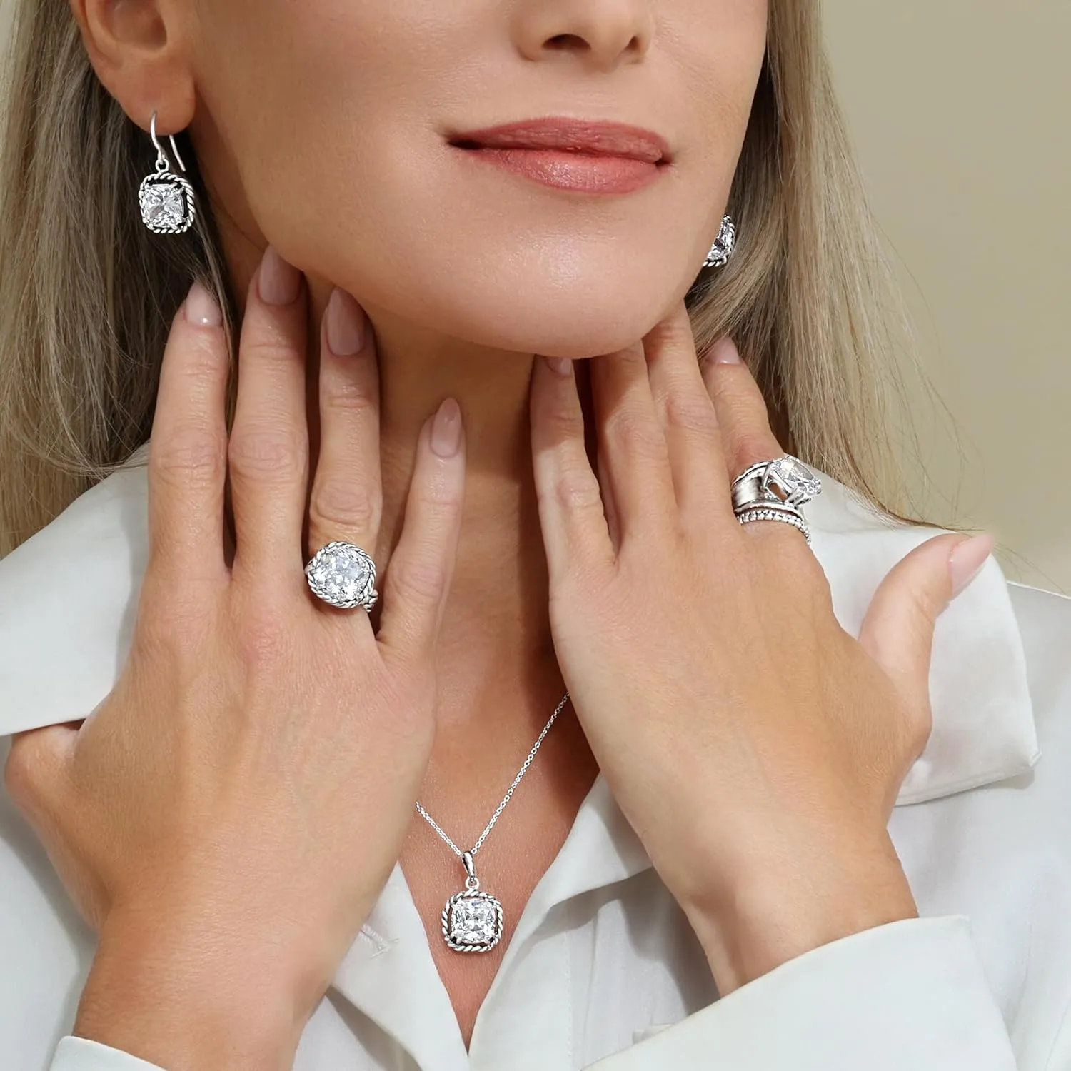 JEAN RACHEL JEWELRY 925 Sterling Silver Ring - Braid Chain with Cubic Zirconia Vintage Design - Hypoallergenic, Lead & Nickel Free - Artisan Handcrafted Statement Rings for Women