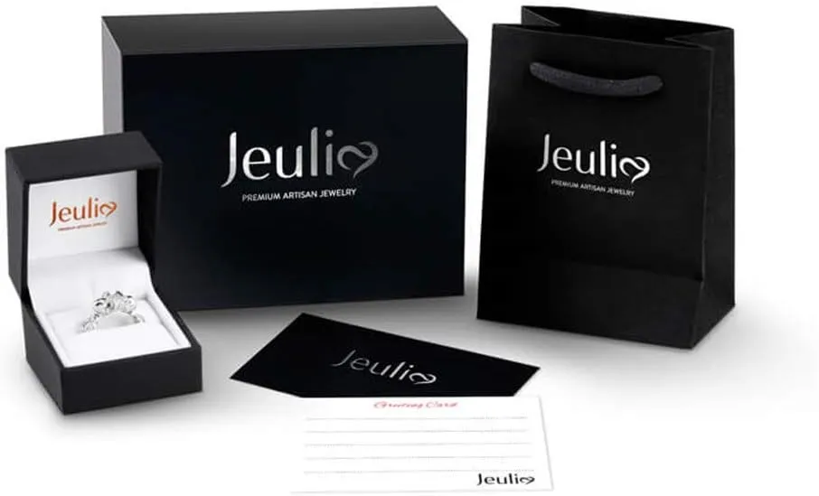 Jeulia 4.37 Carat Engraved Pricess Cut Cubic Zirconia Engagement Ring Diamond Wedding Bands for Women CZ Solitaire Sterling Silver Anniversary Bridal Promise Rings Set