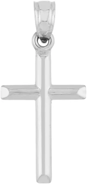JEWELHEART 14K Real Gold Cross Pendant - Classic Small Cross Pendant Charm - Religious 14K Yellow and White Gold Jewelry For Men Women