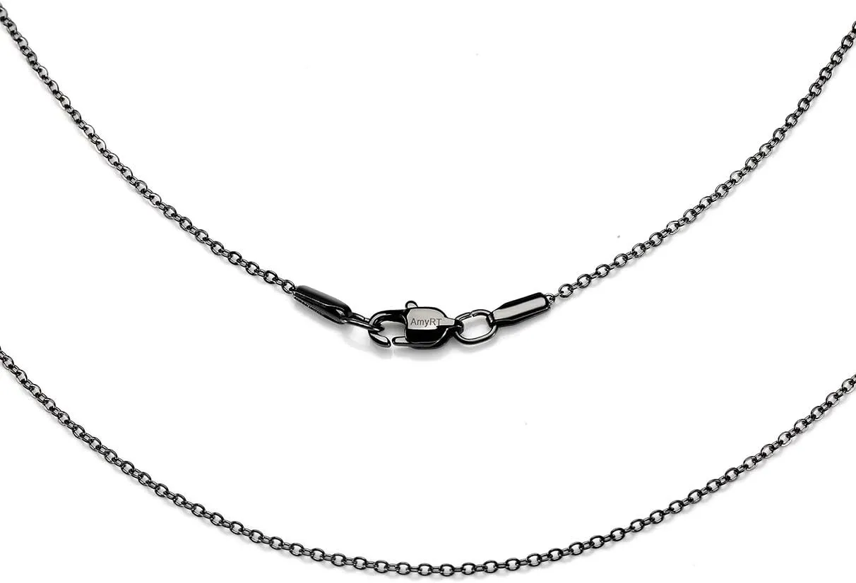 Jewelry 1.2mm Titanium Steel Black Gold Silver Cable Chain Necklaces for Women 16 to 30 in