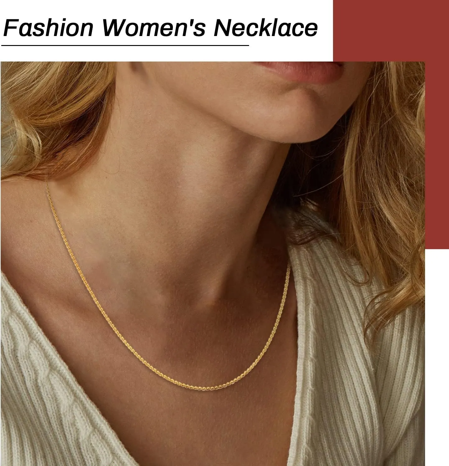 Jewlpire Minimalism 14K Gold Chain Necklaces for Women, Adjustable Dainty Layered/Box/Paperclip/Rope/Cuban/Figaro/Bead/Mariner Necklace Chain for Women Trendy Jewelry for Women 17 4 inch
