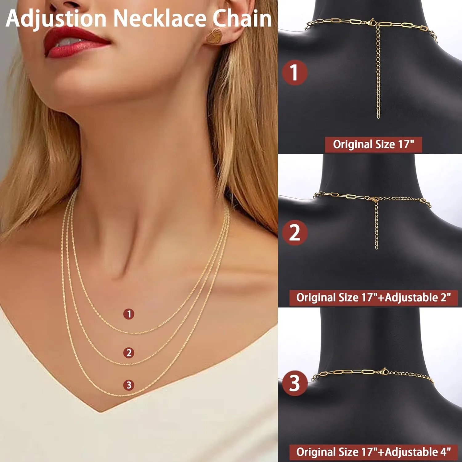 Jewlpire Minimalism 14K Gold Chain Necklaces for Women, Adjustable Dainty Layered/Box/Paperclip/Rope/Cuban/Figaro/Bead/Mariner Necklace Chain for Women Trendy Jewelry for Women 17 4 inch